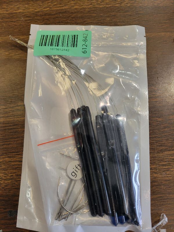 Photo 1 of 10 Pcs Hair Extension Loop Needle Threader Pulling Hook Tool and Bead Device Tool for Hair Extensions (Black)