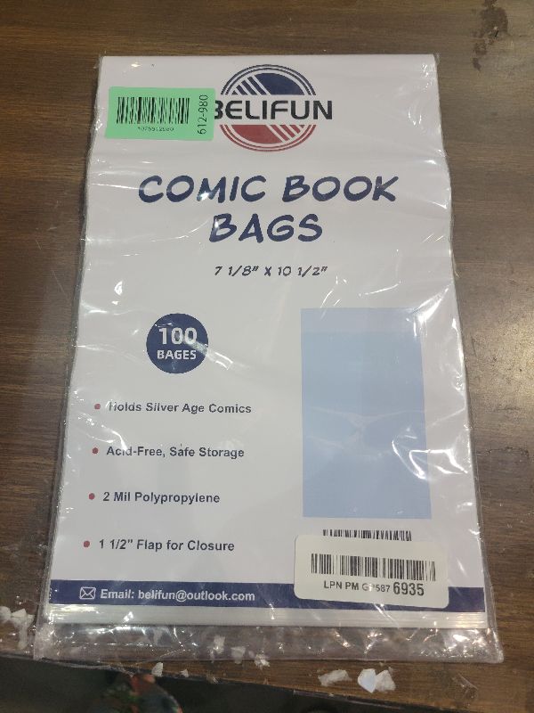 Photo 1 of 100ct Silver-Age Comic-Book-Bags and Boards - Reusable Comic Book Boards and Bags for Comic Book Storage, 1 1/2" Flap Comic Bags and Backing Boards, Clear Protector and Protection Board Cardboards