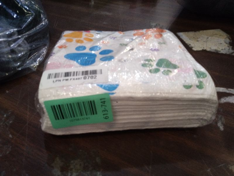 Photo 1 of 100Pcs Dog Print Paper Napkins - 13 x 13inch Colorful Puppy Dog Party Paper for Kids Puppy Party Decorations Animal Birthday Supplies