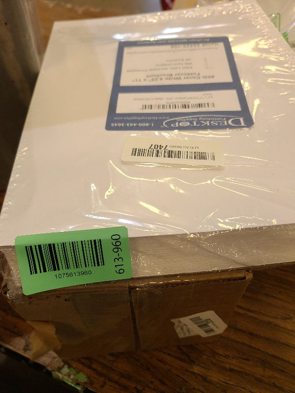 Photo 1 of 100 Pack Formal Bright White 8.5" x 11" Scored Cardstock Paper – Folds to 4.25" x 11" – Menu & Program Paper – Inkjet & Laser Printer Compatible – Made in USA