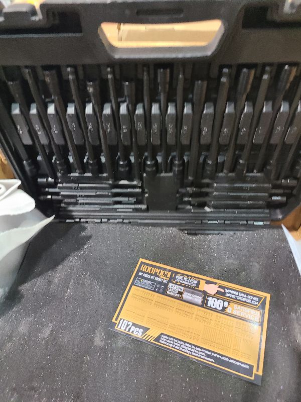 Photo 1 of 107-Piece Master Torx & Allen Bit Socket Set, 1/4" 3/8" 1/2" Drive,S2 Steel, Long Torx, Ball End Hex, Tamper-Resistant Star, E-Star Sockets, SAE & Metric (Phosphate-Black Set)