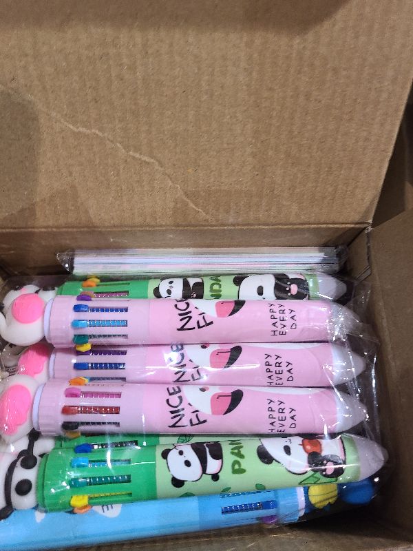 Photo 1 of 24 Pack Valentines Day Gifts for Kids Classroom Valentines Cards with Multicolor Ballpoint Pen for Kids School Exchange Gifts 10 In 1 Color Pen Valentines for Class Boys Girls Valentines Party Favors