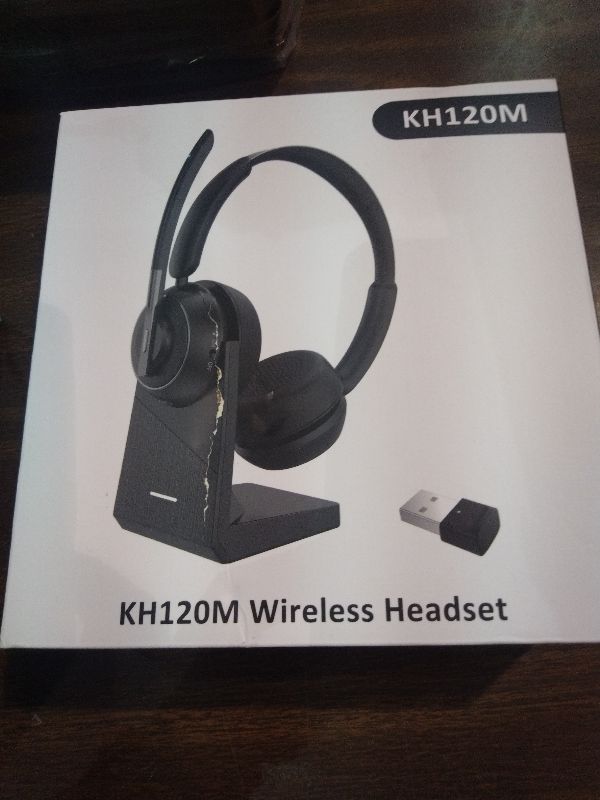 Photo 1 of (2025 Upgraded) Wireless Headset with Mic for Work, Bluetooth Headset with Noise Canceling Microphone with Dongle, Charging Base & Mic Mute, Wireless Headphones for Work from Home/PC/Computer