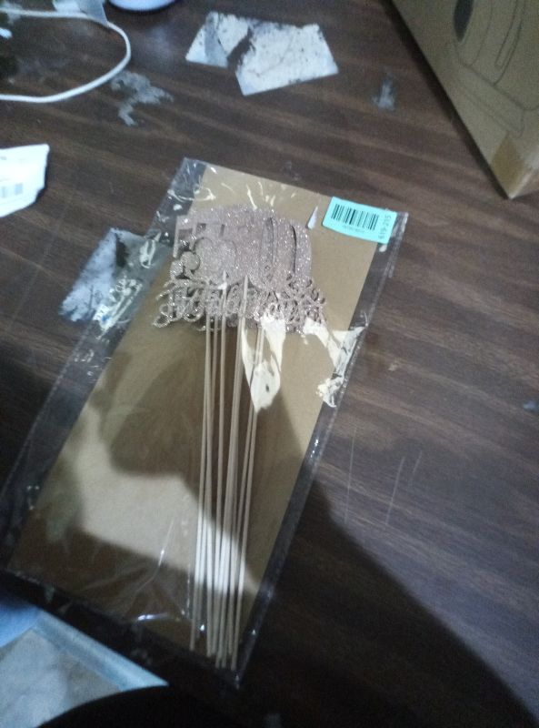 Photo 1 of 10-Pack Double Sided Rose Gold Fabulous and 50th Birthday Centerpieces for Tables, Number 50 Centerpiece Sticks, 50th Birthday Table Decorations for Women Men (Double Sided Giltter) (Rose Gold)