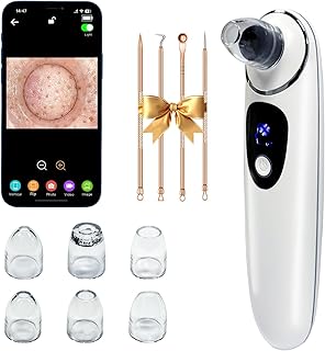 Photo 1 of 2026 Pore Vacuum with Camerafor, USB Rechargeable Blackhead Remover Vacuum,3 Levels Adjustable Pore Vacuum Blackhead Remover, 6 Suction Heads,Face Vacuum Pore Cleanser for Women & Men-White