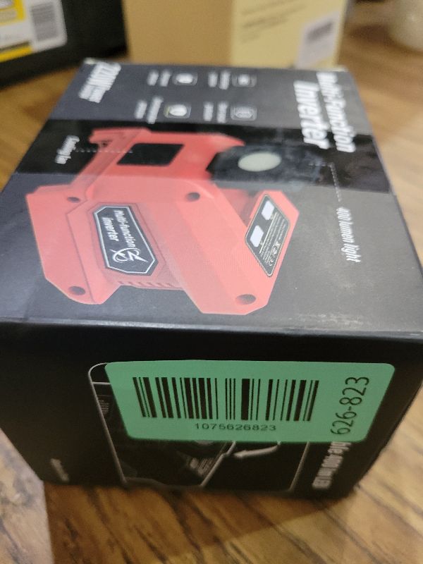 Photo 1 of 220W Azocek Power Inverter Compatible with Milwaukee 18V Battery, DC 18V to AC 110V Portable Power Station with 1 AC Outlet, 2 USB Ports & 1 Type-C Fast Charging, 400LM LED Work Light