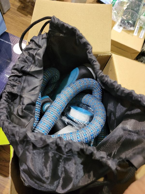 Photo 1 of 100 ft Expandable Garden Hose - 2026 Newly Upgraded Expanding Water Hoses with 10 Function Spray Nozzle, Extra Strength Fabric, Leak-Proof, Lightweight, Kink-Free Flexible Retractable Hose (Gray Blue)
