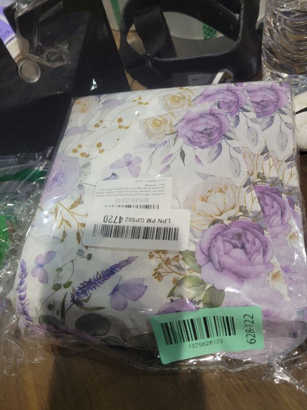 Photo 1 of 100Pcs Purple Floral Paper Napkins Watercolor Lavender Flower Butterfly Disposable Luncheon Napkins Decorative Dinner Napkin for Spring Home Party Table Decor