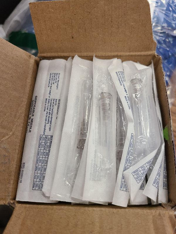 Photo 1 of 100Pack 27 Gauge 1/2 Inch Syringe Needles, Disposable Luer Lock Sterile Supplies