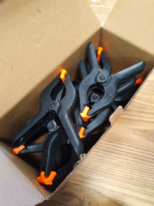 Photo 1 of 10 Pack 6 inch Plastic Spring Clamps, Black Heavy Duty Clips, Backdrop Clips, Plastic Clamps for Crafts, Backdrop Stand, Woodworking, Photography