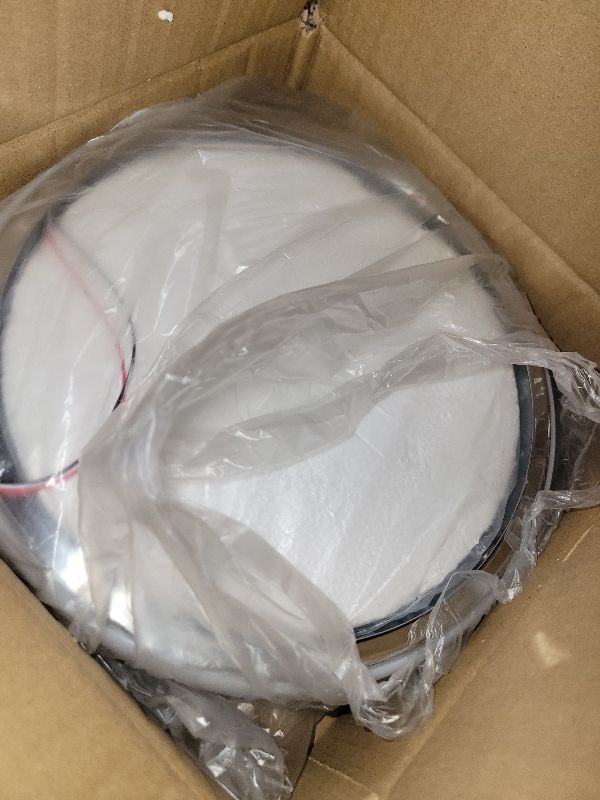 Photo 1 of 15.74IN Dimmable LED Modern Flush Mount Ceiling Light Fixture with Remote Control, Chrome 3000K-6500K 3-Color Dimming Circle Modern Chandelier, Close to Ceiling Bedroom Kitchen Cloakroom Lamp