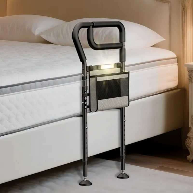 Photo 1 of  Bed Rails for Elderly Adults Safety, Adjustable Heights Bed Cane with Non-Slip Ergonomic Handle, Stable Bed Assist Rails with Motion Light, Avoid Seniors Bedside Fall