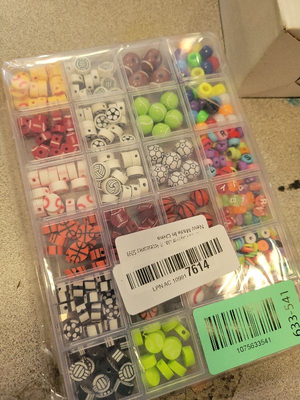 Photo 1 of 1000PCS Sports Ball Polymer Clay Beads Charms for Friendship Bracelets Making Kit Cute Fun Beads DIY Arts Crafts Birthday Gifts for Kids Girls Baseball Basketball Soccer Rugby Volleyball Football Bead