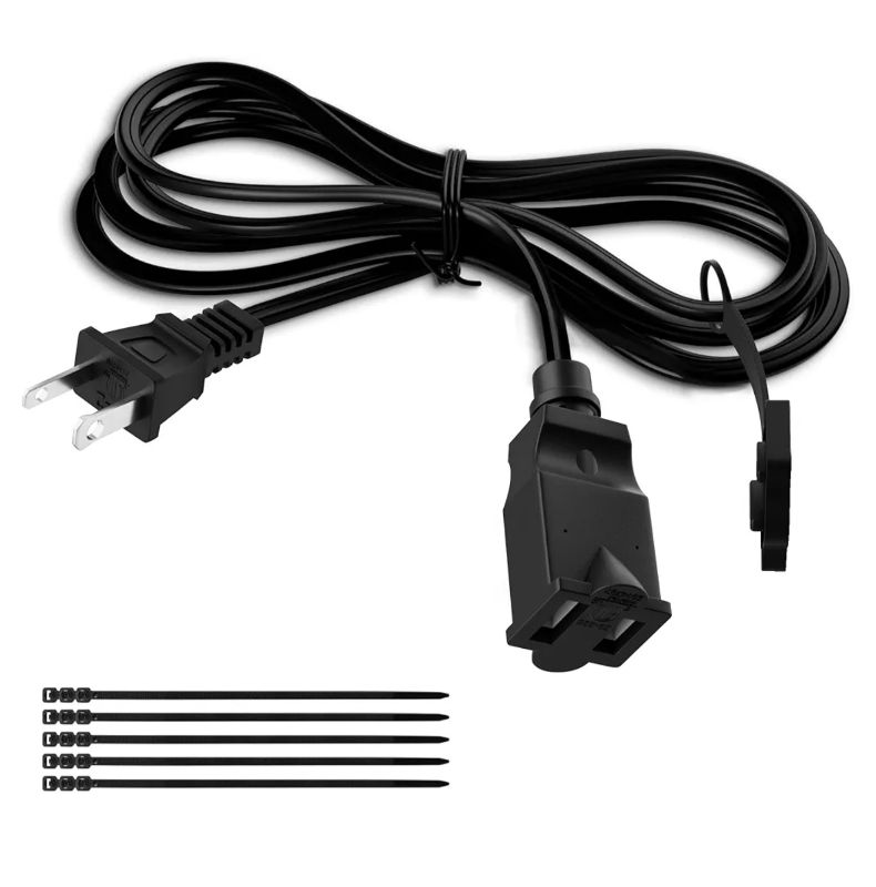 Photo 1 of 2 Prong Extension Power Cord 20 FT, Elecan US AC Male to Female Power Cable 125V 10A ETL Listed Outlets for NEMA 1-15P to NEMA 1-15R with Waterproof Safety Plug Cap+ Ties- Polarized