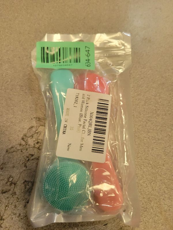 Photo 1 of 2 Pack Silicone Facial Cleansing Brush, Manual Scrubber for Removing Blackheads, Whiteheads, Skin Friendly Cleansing Soft Brush Exfoliating Massaging Brushes for Men and Women (Blue, Pink)