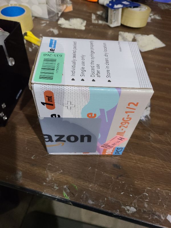 Photo 1 of 1ml/cc 29G 1/2 Inch Syringes, U-100 Scientific Lab Syringe, Individual Wrapped, 100 Pack