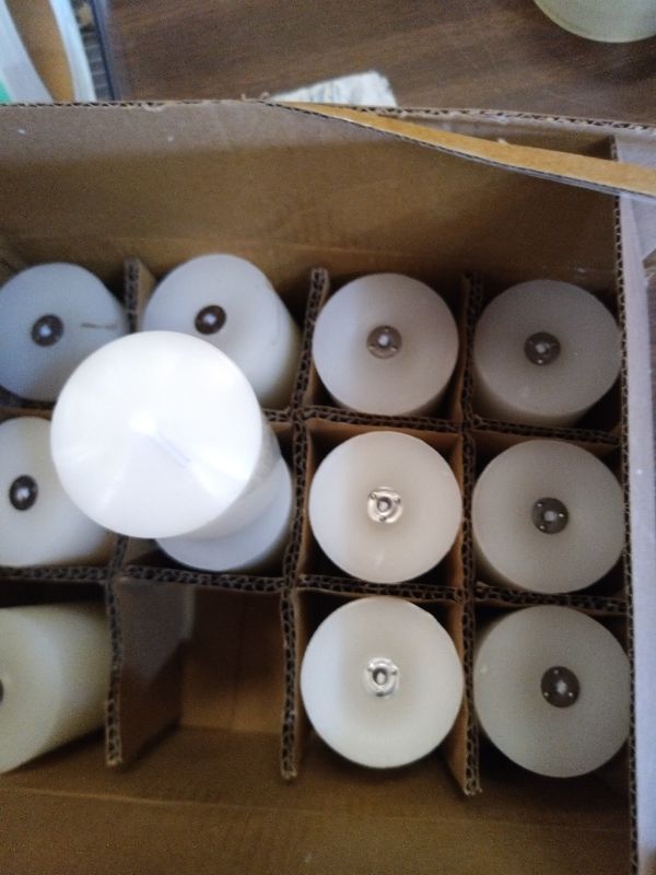 Photo 1 of 12 Pack Ivory 2x3 Inch Pillar Candles, 22 Hours Unscented Column Candles, Dripless Smokeless Unscented Candles for Home Weddings Restaurant Spa Church and Emergency