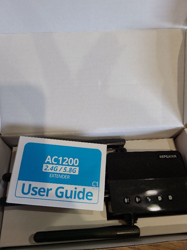 Photo 1 of 1200Mbps Dual Band 5GHz/2.4GHz WiFi Extender, WiFi Extender Signal Booster, 12880 Sq.Ft Coverage, 105-Device Support, Setup for Home & Outdoor Use