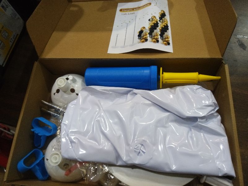 Photo 1 of 2 Sets Balloon Column Stand Kit with 100 Balloons Summer Adjustable Balloon Tower Stand with Bases for Floor Black Gold Balloon Arch Column for 50th Birthday Wedding Engaged Back to School Party Decor