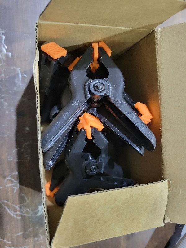 Photo 1 of 12 Pack Plastic Spring Clamps, 3.5inch Small Heavy Duty Clips for Crafts, Backdrop Stand, Woodworking, Photography Studios (Black)