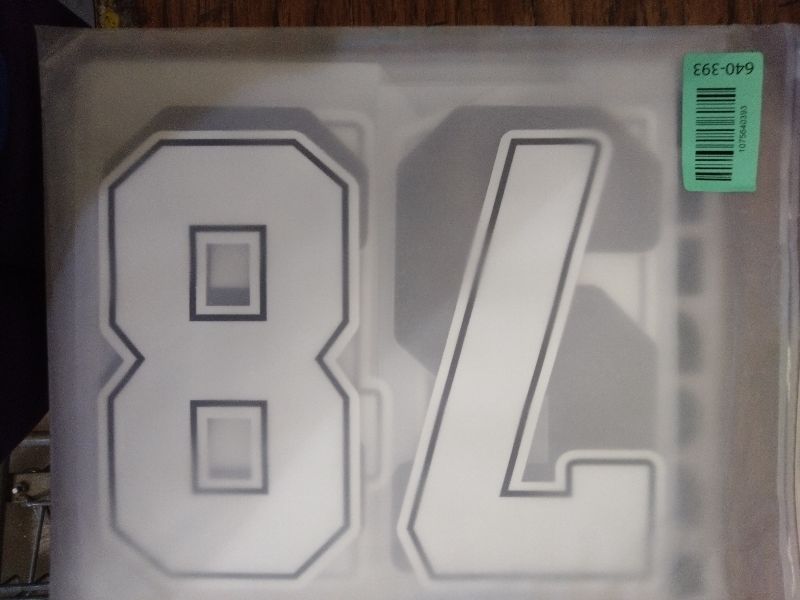 Photo 1 of 190 Pcs Iron on Letters Iron on Numbers Alphabets Fabric Stickers 8 Inch and 3 Inch Number Patches 2'' Heat Transfer Letters for Clothing DIY Crafts Sports Team Uniform(Border Style,White)