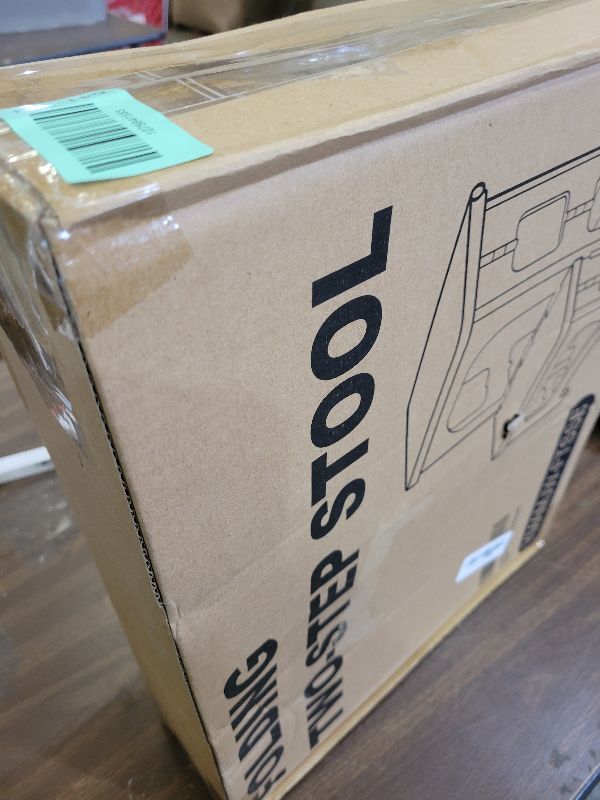 Photo 1 of 2 Step Folding Stool Non Slip 250 lb Capacity Foldable Step Stool 8 and 17 Inch Dual Height Portable Foot Stool for Kitchen Bathroom Black