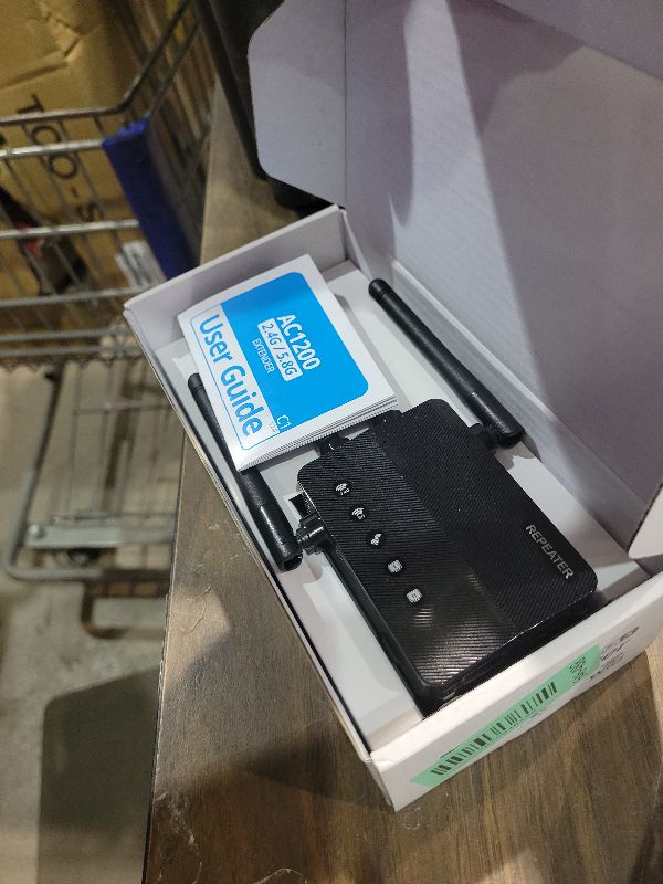 Photo 1 of 1200Mbps Dual Band 5GHz/2.4GHz WiFi Extender, WiFi Extender Signal Booster, 12880 Sq.Ft Coverage, 105-Device Support, Setup for Home & Outdoor Use