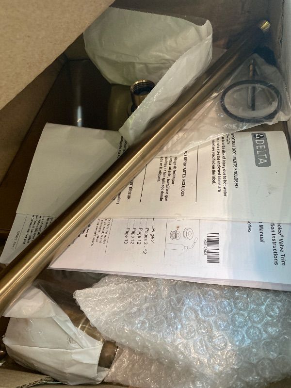Photo 5 of Delta Modern 14 Series Square Rain Shower Faucet Set, Brushed Gold Shower Head and Handle Set, Valve Trim Kit, Champagne Bronze T14268-CZ-PP (Valve Not Included)