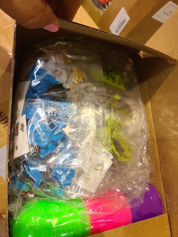 Photo 1 of 12 Pack 3" Large Filled Easter Eggs with Stem Toy Cars Kids Easter Basket Essential Plastic Surprise Egg Building Blocks 6 in 1 Transform Construction Vehicle Basket Stuffers Boy Egg Hunt Party Favor