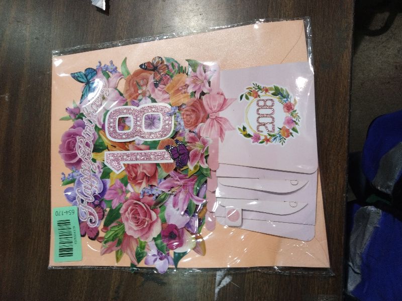 Photo 1 of 18th Birthday Cards, Light and Music 18 Years Old Happy Birthday Card, Rose Lily Orchid and Butterflies, 10 Inch Forever Flower Bouquet 3D Pop Up 2008 Birthday Gift Card for Women Wife girls Daughter Sister
