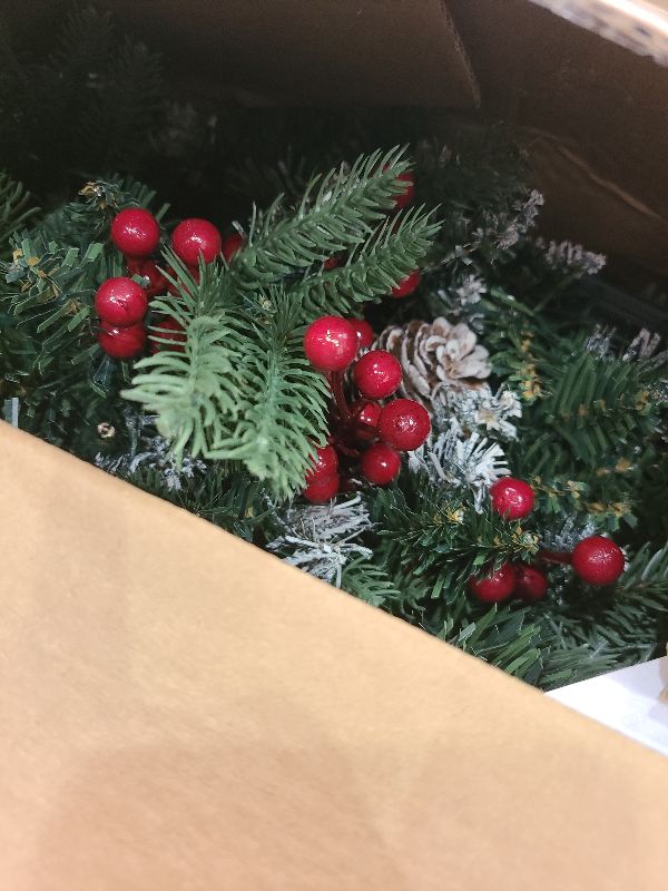 Photo 1 of 2 Pack Artificial Christmas Urn Filler,20" MUL-ti Color 50 LED Outdoor/Indoor Trees with 8 Modes & Auto Timer,Waterproof Battery Box & Stakes,Includes Pine Cones & Red Berries for Holiday Decor