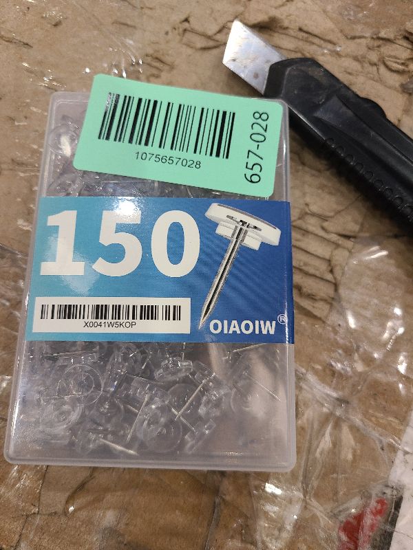 Photo 1 of 150 PCS Clear Push Pins Tacks Count in Reusable Box for Bulletin Boards and Wall Displays Heavy Duty Plastic Head