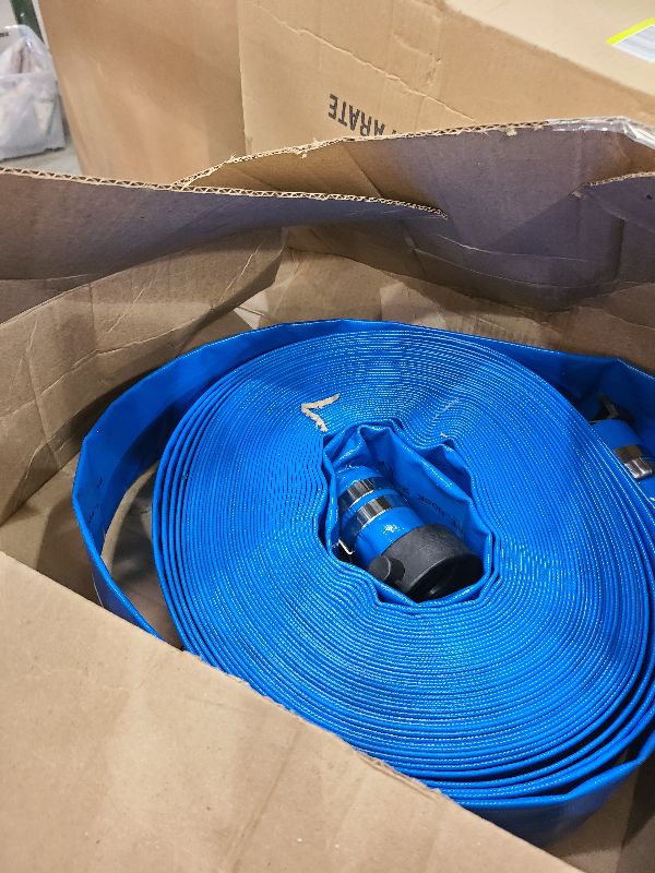Photo 1 of 1 inch x 50ft PVC Lay Flat Discharge Hose With Aluminum Camlock C & E Fittings, Cam Lock Fitting, Heavy Duty Reinforced Pump Backwash Hose Assembly