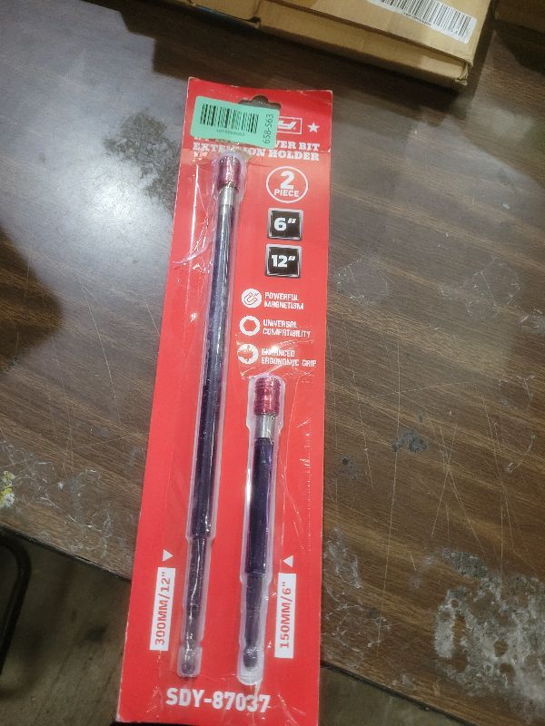 Photo 1 of 2-Piece 6", 12" Extra Long Magnetic Screwdriver Bit Holders, 1/4 Inch Hex Shank Quick Release Extension Adapter, Durable CR-V Steel, Universal Fit for Impact Driver Bits