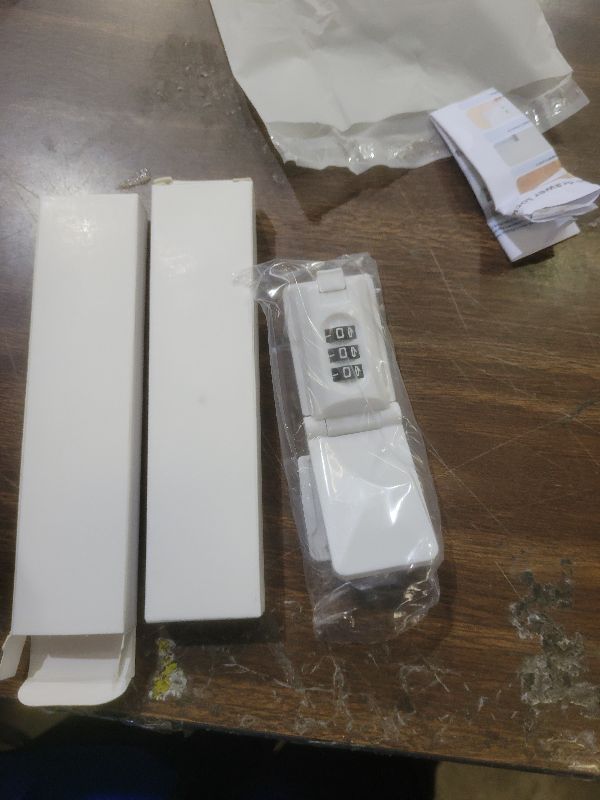 Photo 1 of 2 Pack Drawer Locks Baby Proofing Keyless Password Code Dresser Child Proof Locks Cabinet Combination Owners Closet Baby Safety Lock Latches for Bedstand Furniture Corner Edges (2, White)