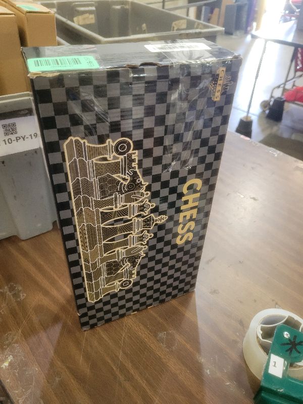 Photo 1 of 15" Large Chess Set for Adults with Weighted Acrylic Chess Pieces 3.5" King & Portable Folding Marbling Wooden Chess Board Travel Chess Sets Family Board Game Gift – Elegant Classic Chess Game