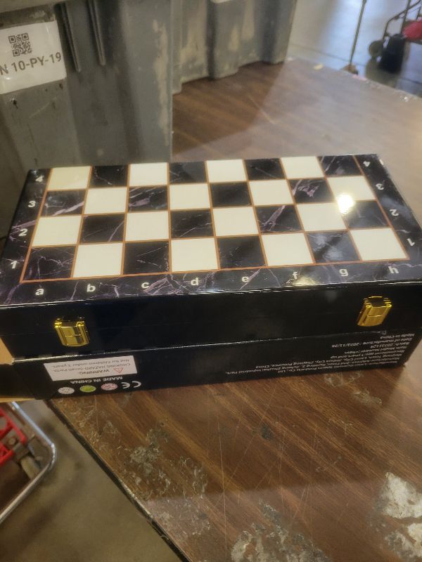 Photo 1 of 15" Large Chess Set for Adults with Weighted Acrylic Chess Pieces 3.5" King & Portable Folding Marbling Wooden Chess Board Travel Chess Sets Family Board Game Gift – Elegant Classic Chess Game