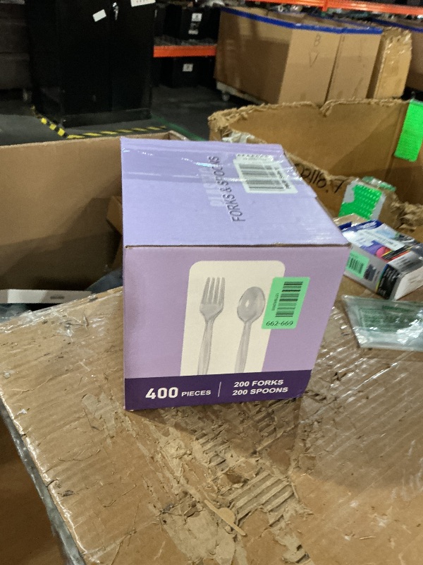 Photo 1 of [400 Count] Clear Plastic Forks and Spoons Set Bulk - Heavy Duty Disposable Spoons and Forks Silverware, Plastic Utensils Cutlery Set for Party