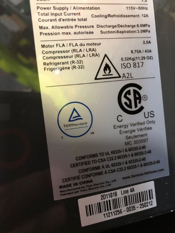 Photo 1 of ****DAMAGE SEE PICTURES/ NOTES*****
SereneLife Portable Air Conditioner, Dehumidifier & Fan | 3-in-1 8,000 BTU AC With Temperature Ranges 64°F–90°F & Cools 350 SQ FT | Includes 3 Fan Speeds, Remote Control, & Window Exhaust Kit | White