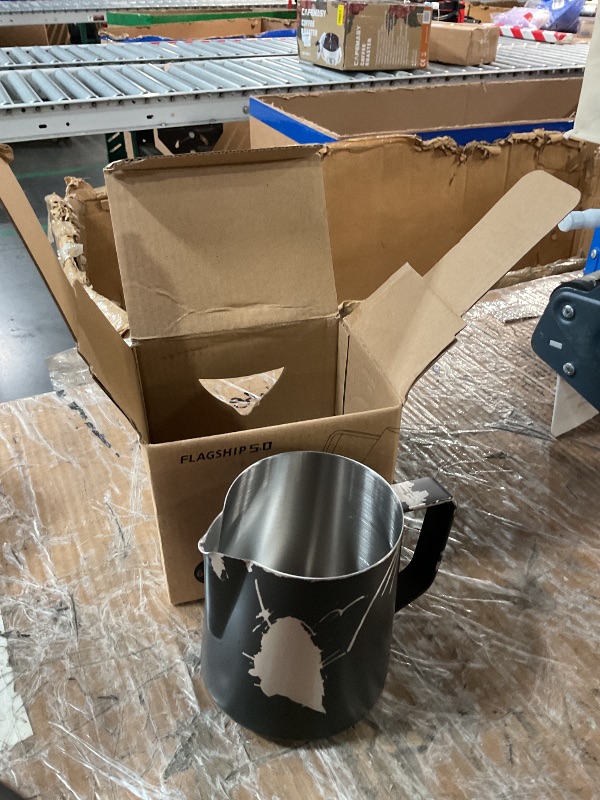 Photo 1 of ***DAMAGED - SEE NOTES/PICTURES*** MHW-3BOMBER Espresso Steaming Pitcher Milk Frothing Pitcher Stainless Steel Milk Coffee Cappuccino Latte Art Barista Cup 20oz/600ml (Matte Black) P5033B-OS
