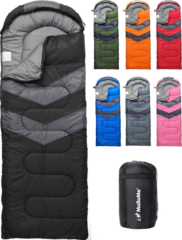 Photo 1 of ***STOCK IMAGE FOR REFERENCE***
MalloMe Sleeping Bags for Adults Cold Weather & Warm - Backpacking Camping Sleeping Bag for Kids 10-12, Girls, Boys - Lightweight Compact Camping Essentials Gear Accessories Hiking Sleep Must Haves