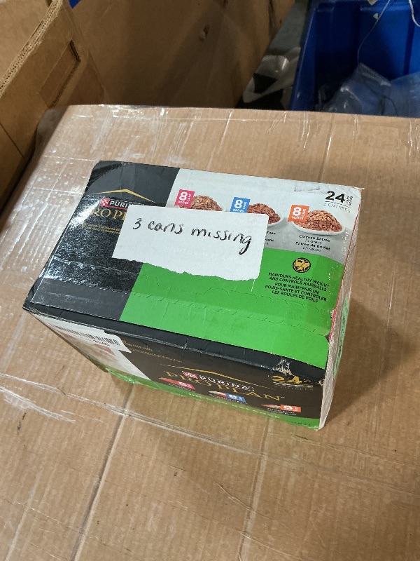 Photo 1 of ** three cans maybe missing **
Purina Pro Plan Indoor Balance Chicken, Salmon, and Ocean Whitefish and Tuna Cat Food Wet Entrees Variety Pack - 24 ct. Can