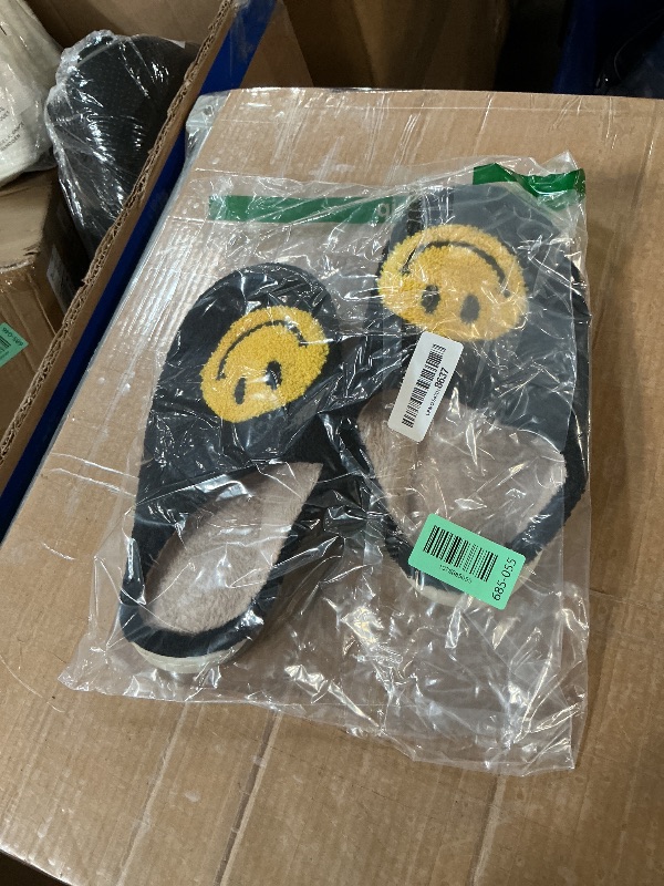 View 2 of ** heavily used **LEZIRTOI Retro Fuzzy Face Slippers for Women men? Womens Girls Cute Yellow the Lable Face House Slippers for Indoor Outdoor Pink/White/Black/Blue (black.44/45)