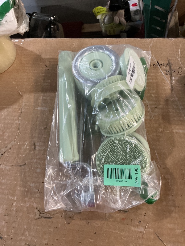 Photo 1 of **MISSING POWER CORD**Mesiiloly Electric Body Bath Brush for Shower, Rechargeable Body Brush with Detachable Long Handle and 5 Heads, 3 Speeds Bath Brush for Skin Care, Basic Cleaning and Massage (Sliver)