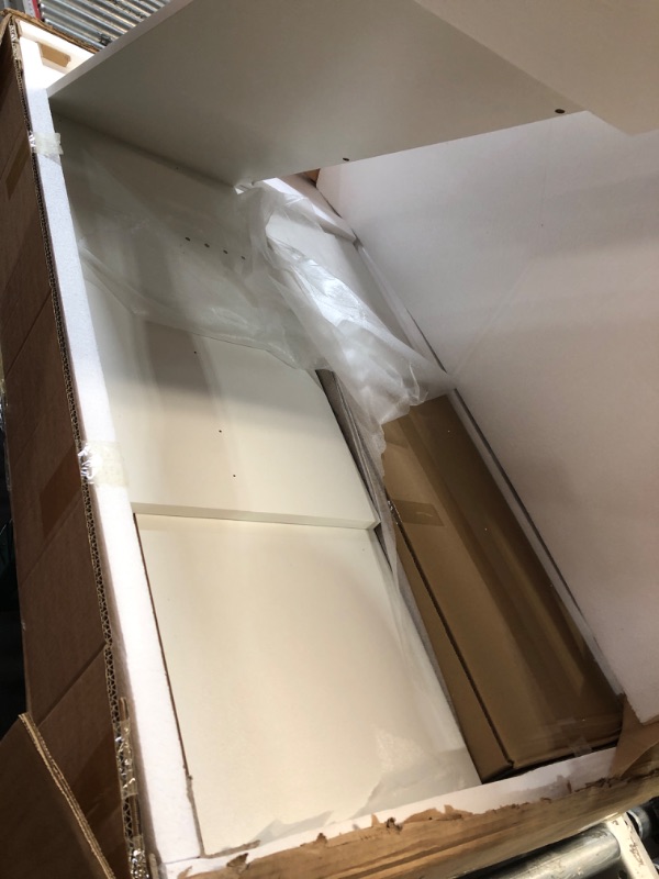 Photo 1 of ***PARTIAL SET - PRICE ADJUSTED*** Bellemave Full Murphy Bed with Mattresses and Charging Stations and Storage Drawer, Farmhouse Murphy Cabinet Bed with Foldable Panel, Noisy Free, for Guest Bedroom, Living Room, White