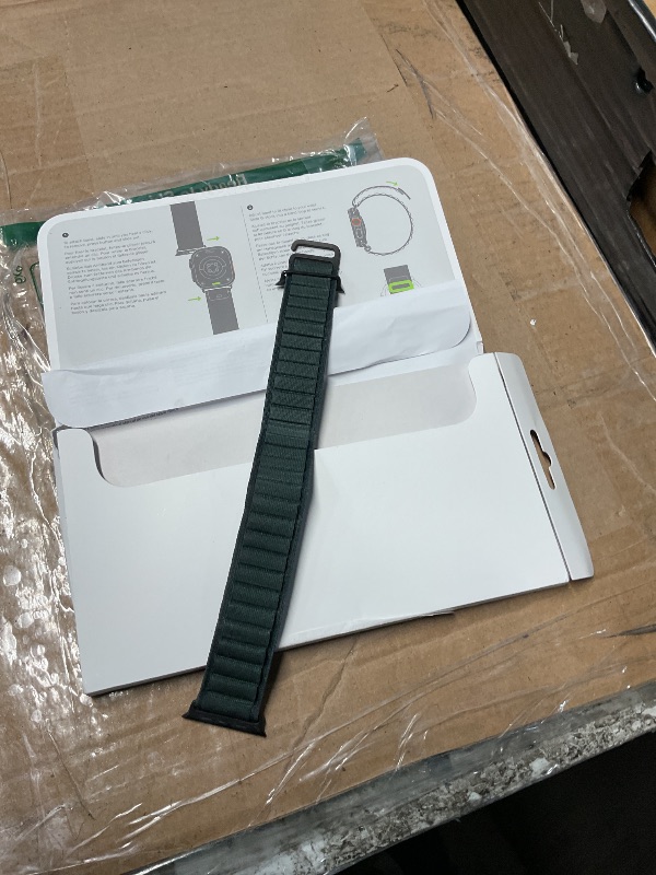 Photo 1 of ** GREEN**
]
Apple Watch Band - Alpine Loop - 49mm - Black - Large - Natural Titanium Finish