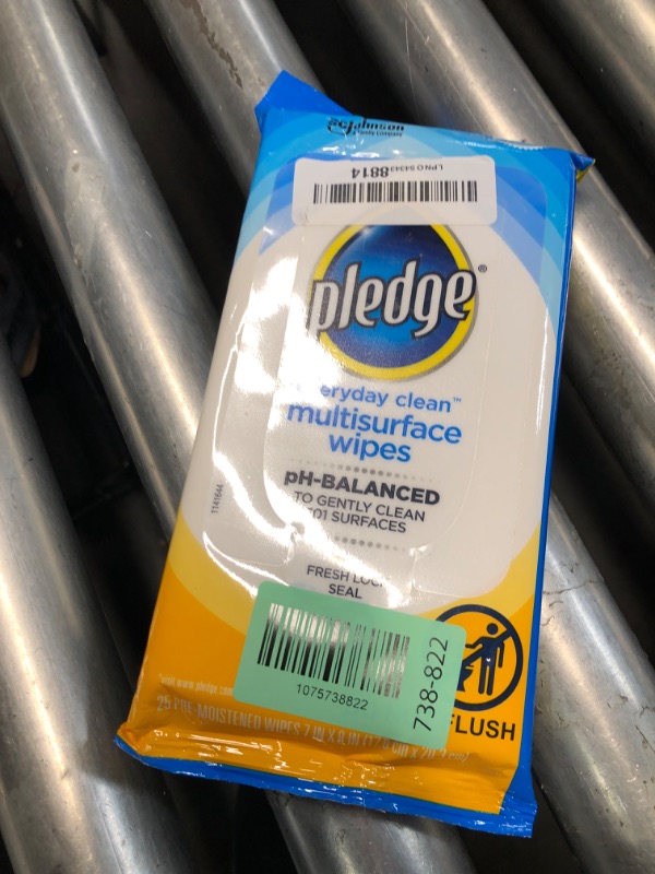 Photo 1 of ****STOCK PHOTO FOR REFERENCE ONLY***
Pledge Multisurface Cleaning Wipes, pH Balanced, Fresh Citrus, 25 Count