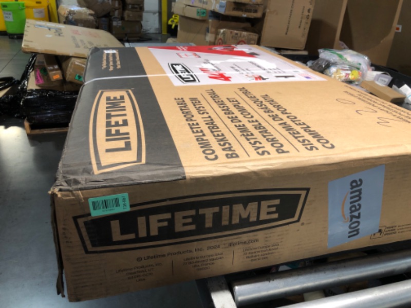 Photo 1 of ***FACTORY SEALED***Lifetime Portable Basketball Hoop, Adjustable Height 7.5-10 Ft, 44 Inch Shatterproof Fusion Backboard, Base with Wheels