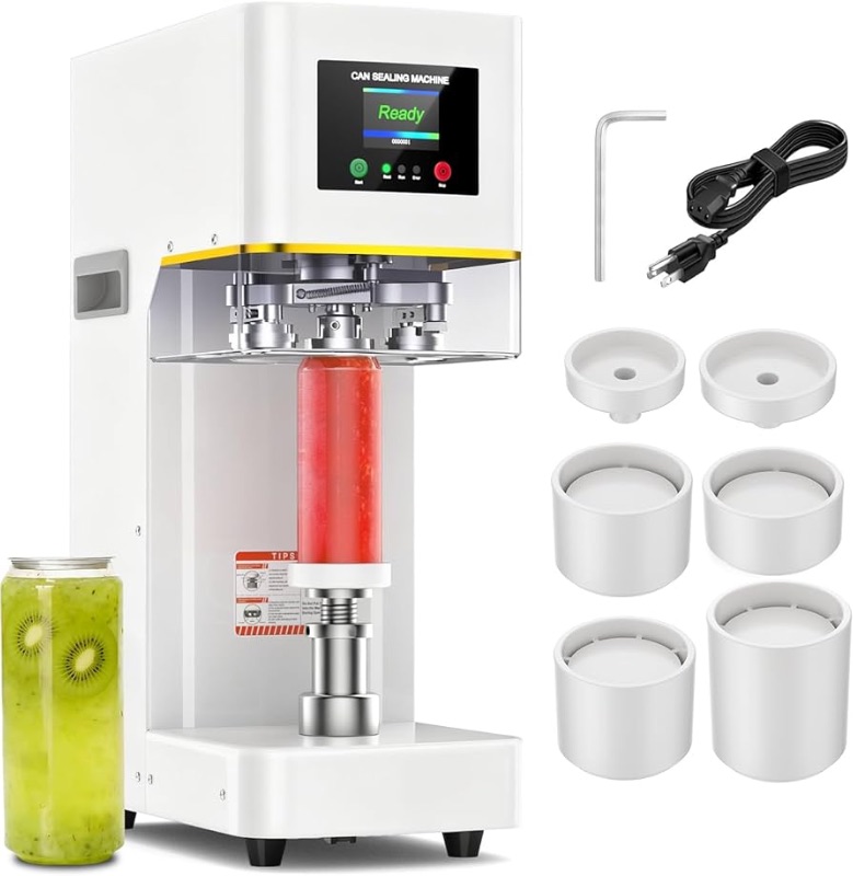 Photo 1 of ***FACTORY SEALED*** Commercial Can Sealer Machine, Fully Automatic Soda Can Sealer Machine for Drinks with 360° Seam Sealing & Auto Lifting System, Heavy-Duty Steel Can Sealing Machine for Aluminum & Plastic Cans, White