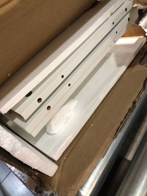 Photo 1 of ***PARTIAL SET, Box 1 of 2 - PRICE ADJUSTED***White Armoire Wardrobe Closet with Hanging Rod - Freestanding 3-Door Wooden Wardrobe Cabinet Closet for Bedroom & Dorm, Bedroom Armoires, Features Adjustable Shelves and Drawers for Toys & Clothes